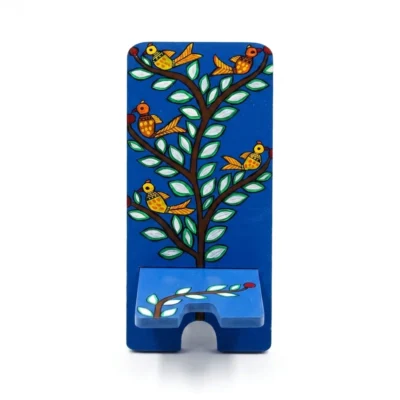 madhubani birds on branch mobile phone stand