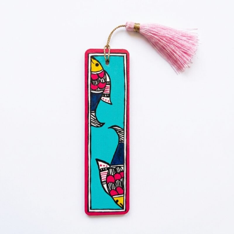 madhubani half fish bookmark