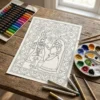 radha krishna madhubani art coloring page