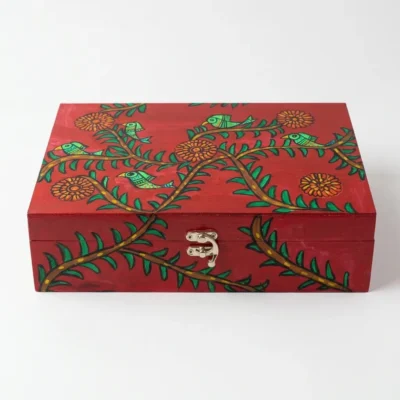 Madhubani Birds on Branch Jewellery Organizer Box