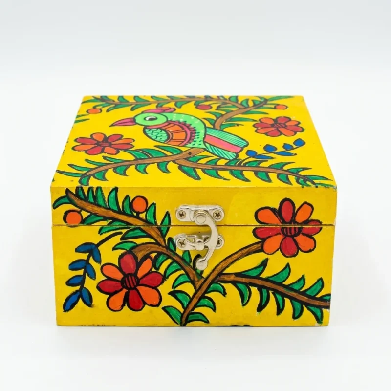 madhubani bird 6x6 storage & keepsake box