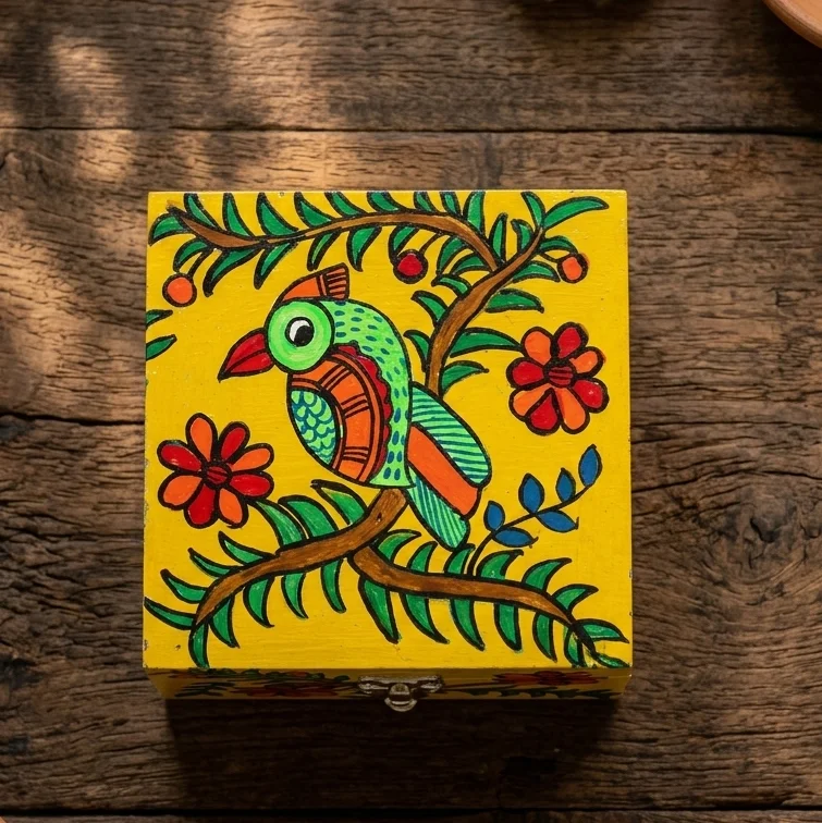 madhubani bird gift box