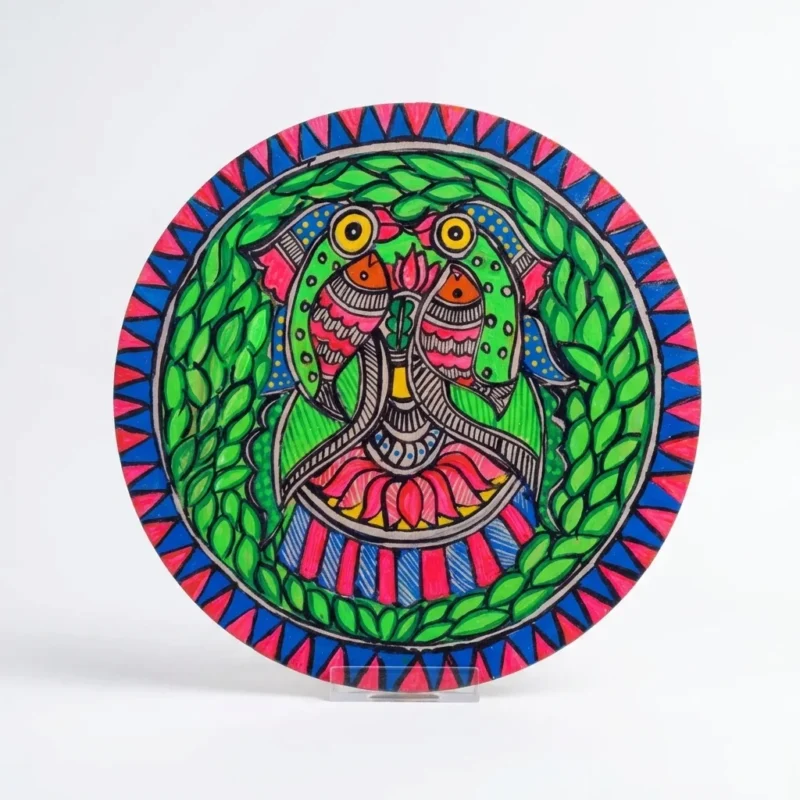 madhubani bird wall plate decor