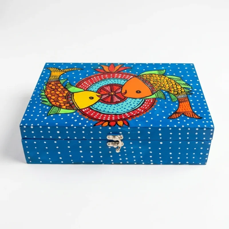 madhubani fish 6 compartment box