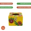 madhubani floral motif tissue box with latch and open lid