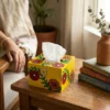 madhubani floral tissue paper holder box in use