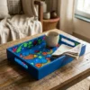 hand-painted madhubani fish tray styled for serving tea