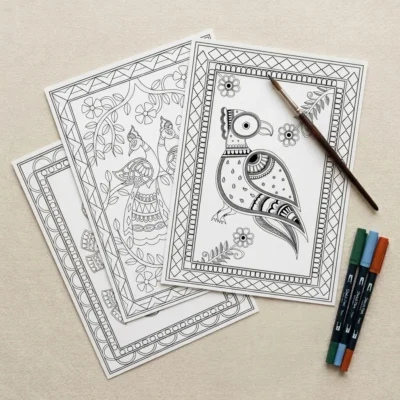 madhubani animals coloring sheets