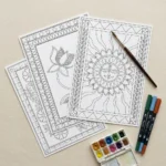 madhubani art nature coloring page set for kids and beginners set of 3