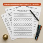 madhubani borders design practice & coloring sheets set of 10