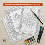 madhubani painting coloring book printable pages bundle set of 9