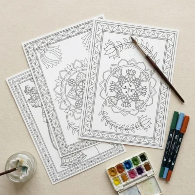 madhubani mandala designs coloring pages