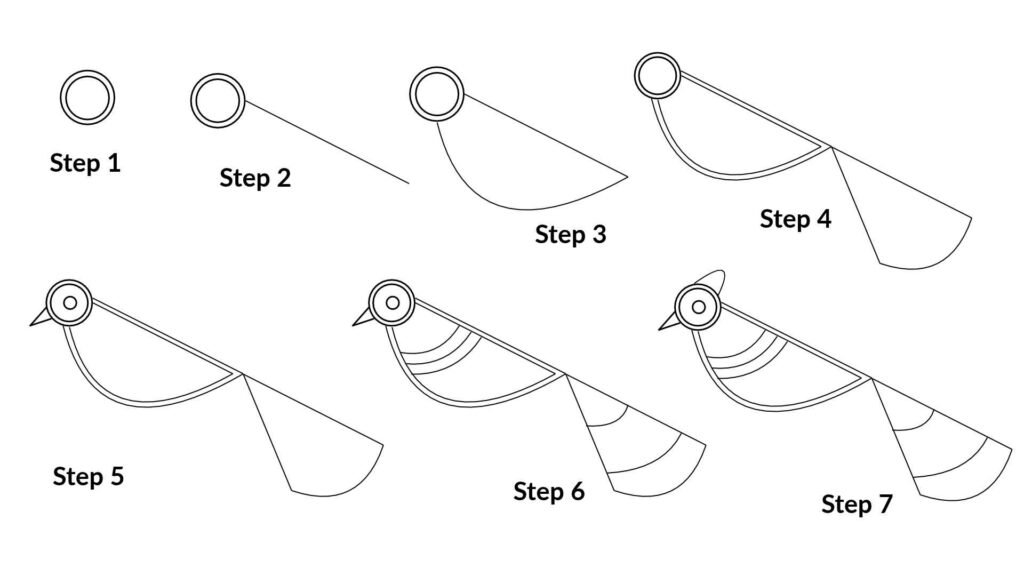 drawing madhubani bird step by step for kids